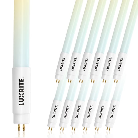 Luxrite 4FT T5 LED Tube Light Bulbs 24W 54W Equivalent 3200LM 4CCT 3500K-5000K Ballast Bypass, 12PK LR34154-12PK